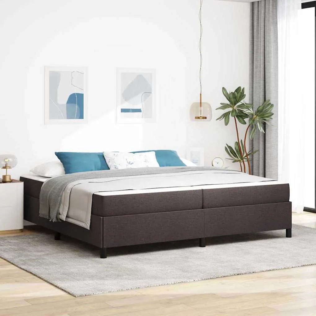 vidaXL Pat cu arcuri Maro 200 x 200 cm Țesătură, Lemn Ingineresc