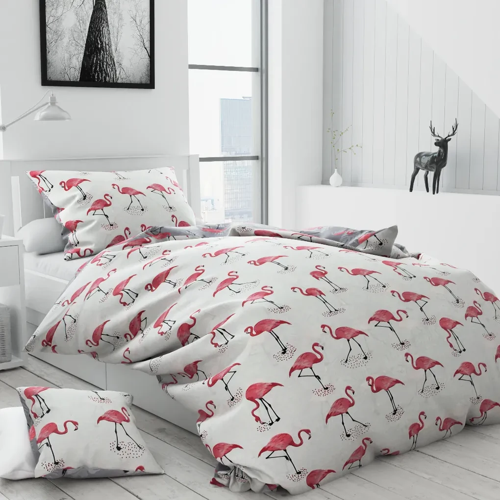 Lenjerie de pat din bumbac Culoare gri, TOJAMA + husa de perna 40 x 40 cm Dimensiune lenjerie de pat: 70 x 90 cm | 140 x 200 cm