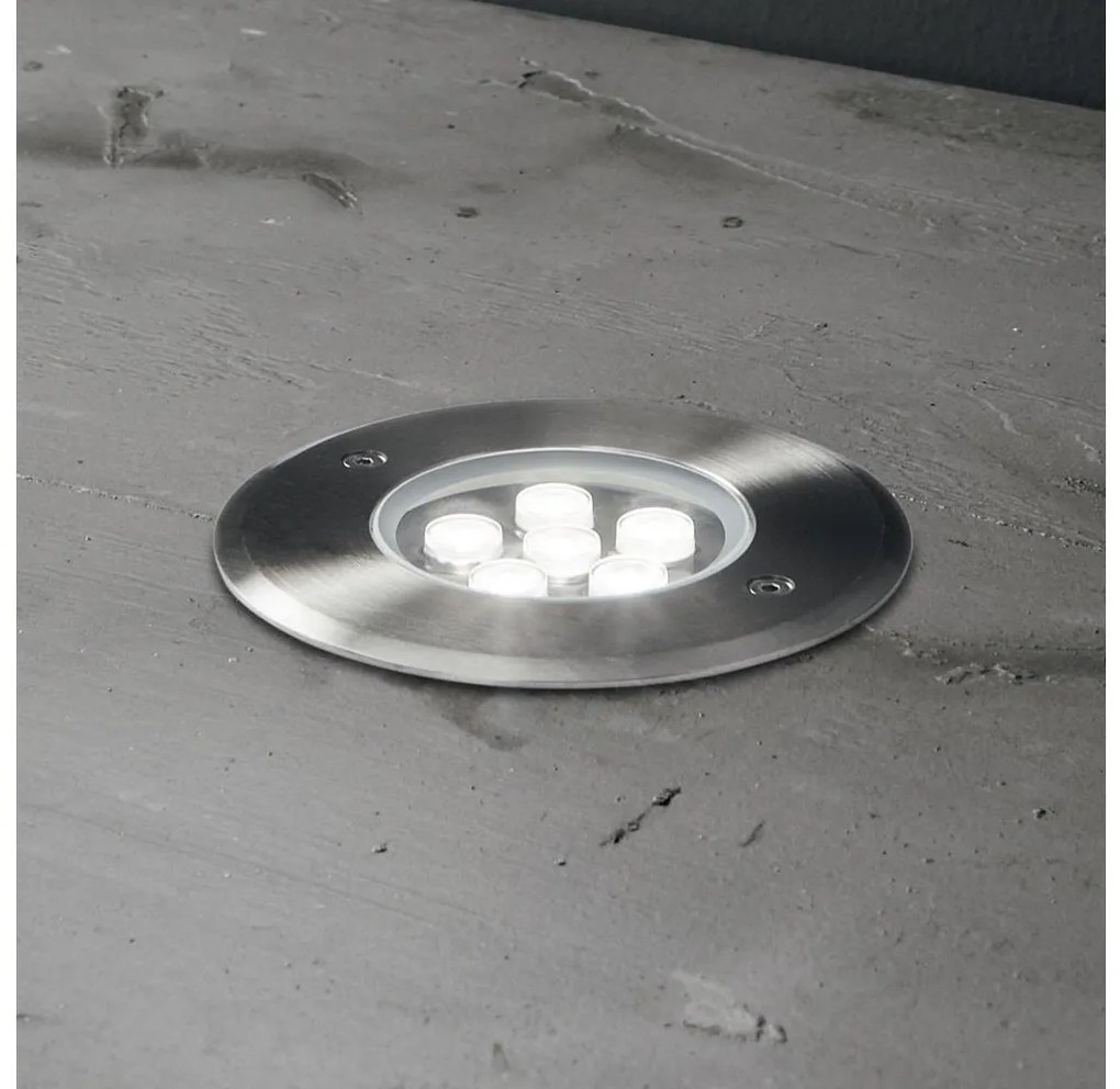 Corp de iluminat LED pentru căi de acces Ideal Lux FLOOR LED/6W/230V d. 12 cm CRI 90 IP67 crom