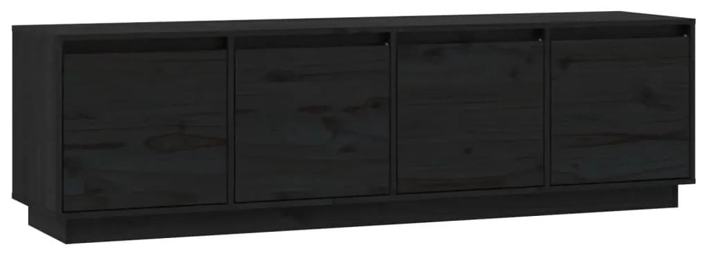 814398 vidaXL Comodă TV, negru, 156x37x45 cm, lemn masiv de pin