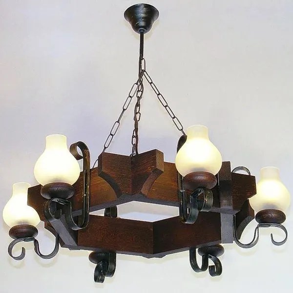 Candelabru rustic fabricat manual din lemn dim.65x65cm, 6 brate Queen WOOD-QU-SP6