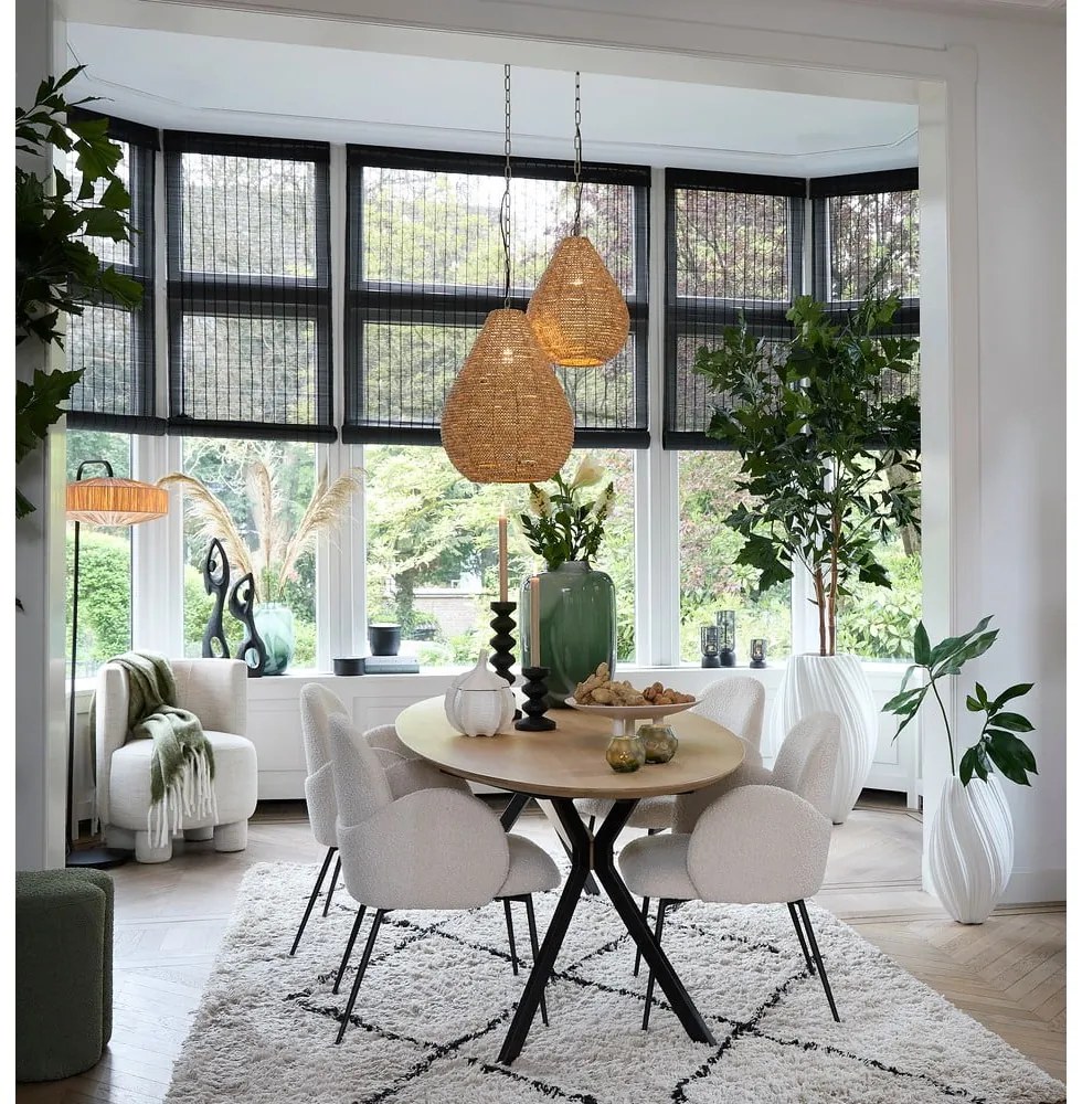 Lustră în culoare naturală cu abajur din lemn ø 40 cm Kabinda – Light &amp; Living