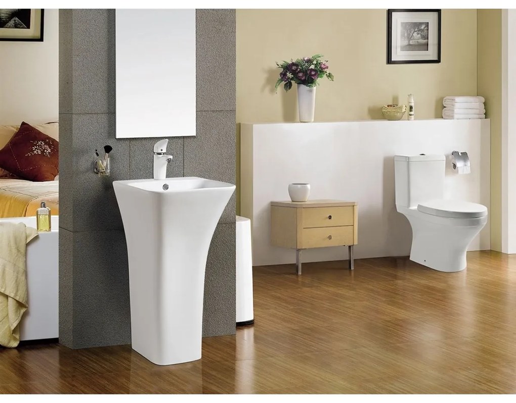Rea Ada SLim lavoar 45.6x44.5 cm dreptunghiular stativ alb REA-U9902