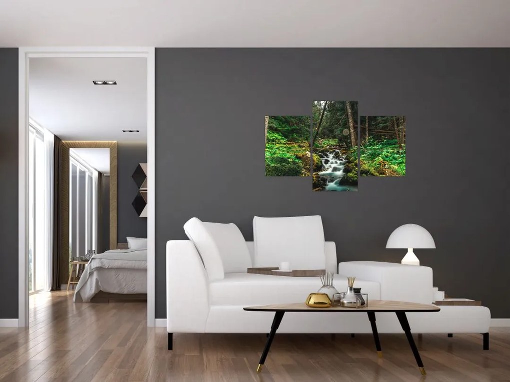 Tablou cu pârău în pădure (90x60 cm)