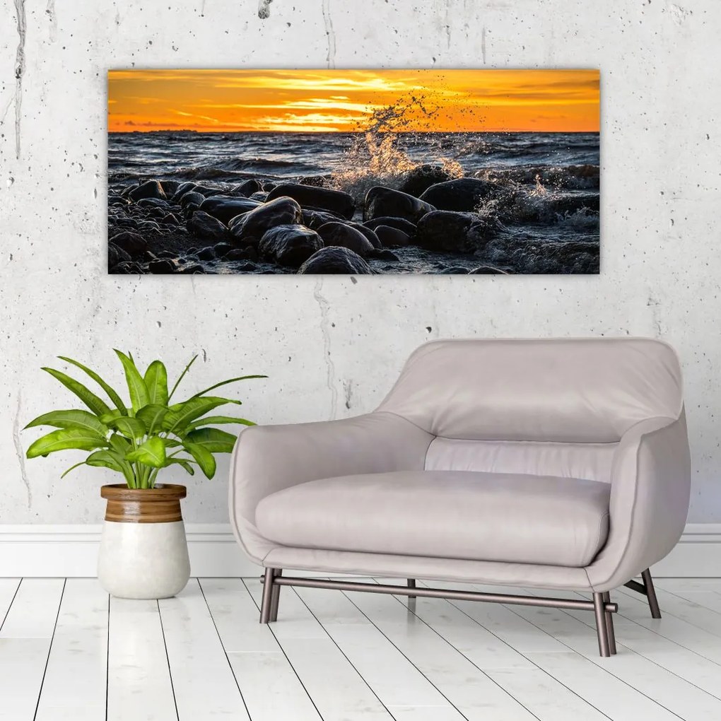 Tablou cu valurile mării (120x50 cm)
