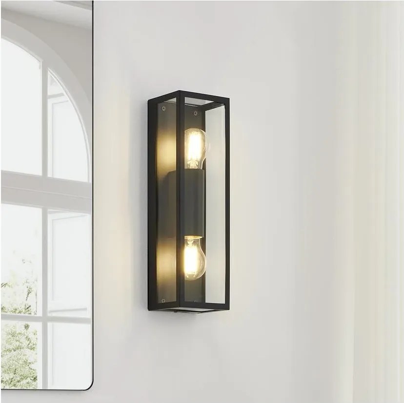 Eglo 33856 - Aplică de perete pentru exterior ALAMONTE 2xE27/60W/230V IP44 negru