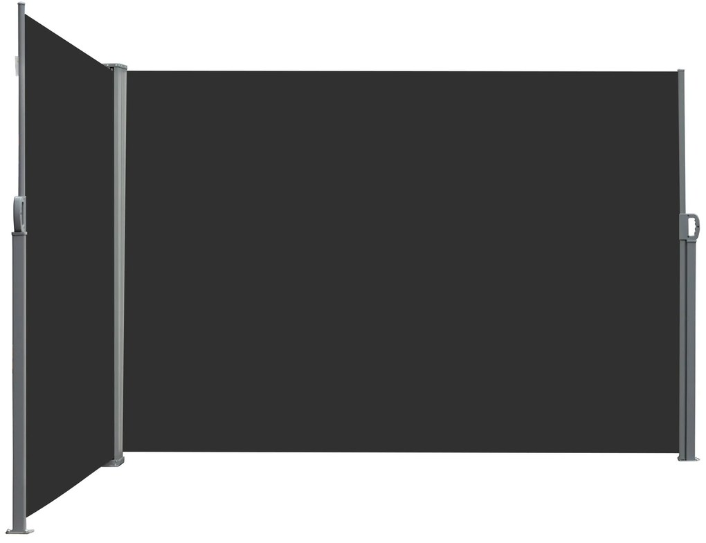 Outsunny Dublu store lateral Paravan opac retractabil dim. 6L x 1,80H m Poliester Anti-UV Gri și negru | Aosom Romania