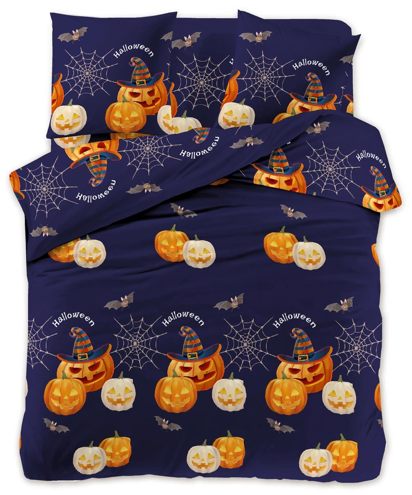 Lenjerie de pat din microfibra PUMPKIN NIGHT albastru inchis Dimensiune lenjerie de pat: 70 x 80 cm | 140 x 200 cm