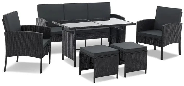 Juskys Set de ratan Turin - negru