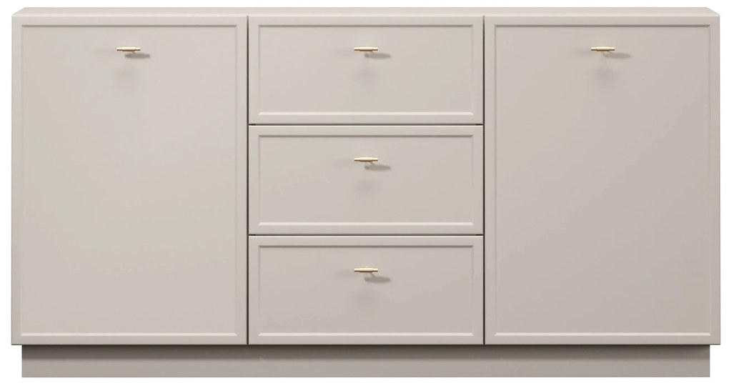 Comodă Lorini 150 cm cu sertare - cașmir / mânere aurii T-bar