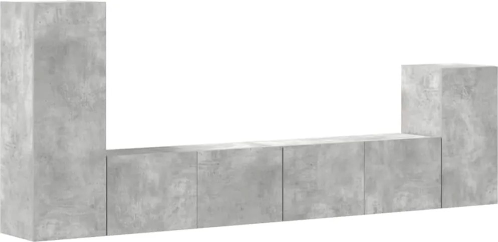 vidaXL Set dulap TV, 4 piese, gri beton, lemn prelucrat