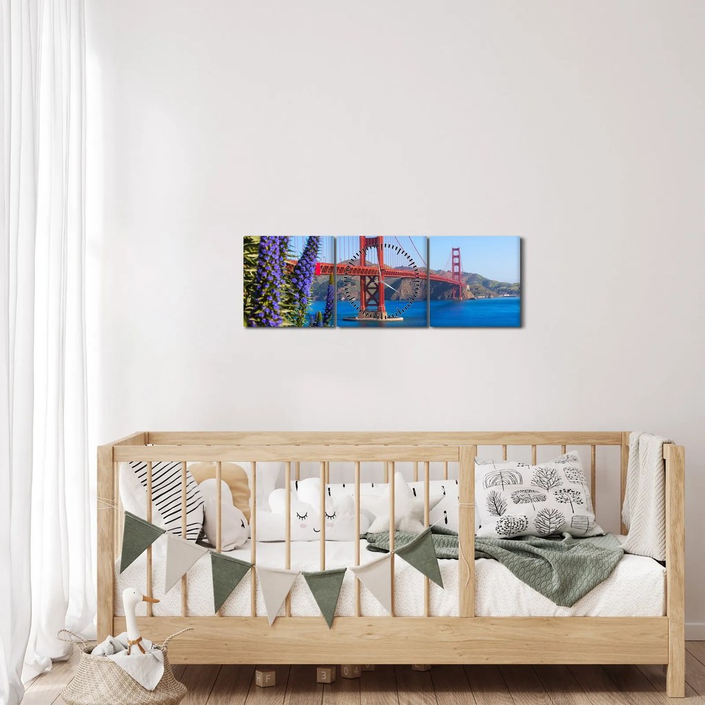 Tablou - Podul Golden Gate, San Francisco (cu ceas) (90x30 cm)