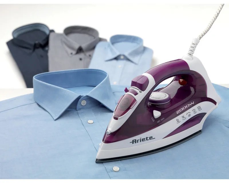 Fier de calcat Ariete STEAM IRON 6235/00, 2000W, 0.3 L, Placa ceramica, Jet de abur, Violet