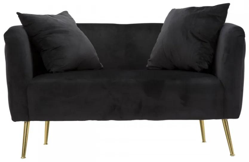 Canapea neagra din catifea si metal cu 2 locuri, 127cm, Bucharest Mauro Ferretti