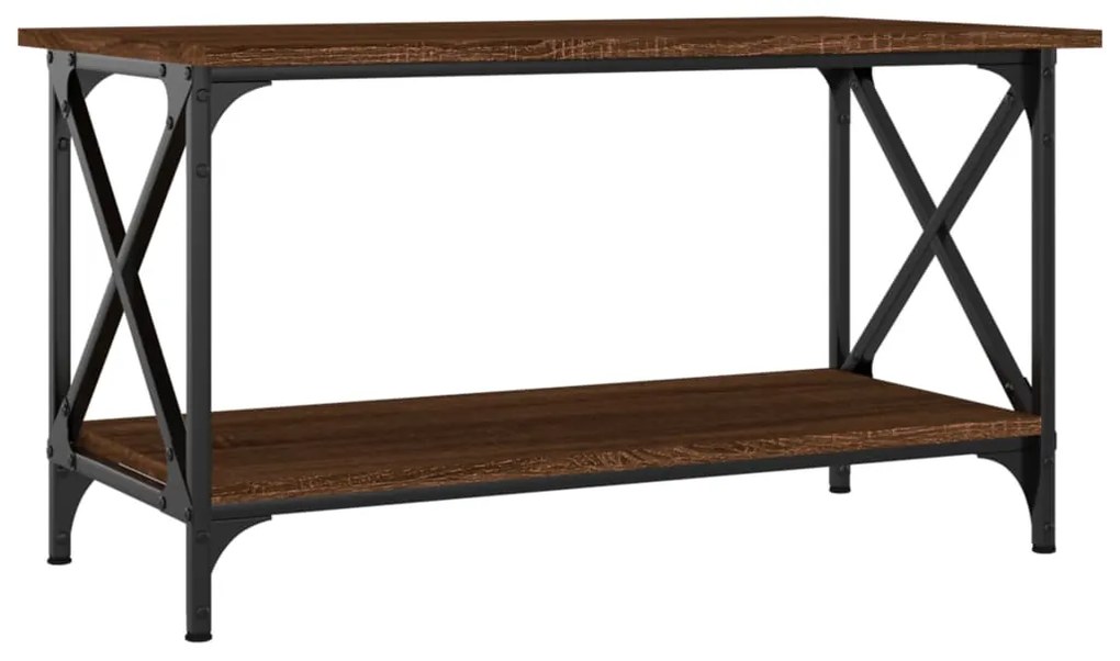 823326 vidaXL Măsuță cafea stejar maro 80x45x45 cm lemn prelucrat și fier