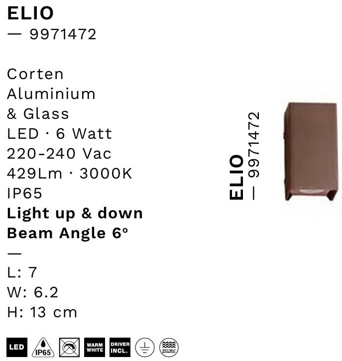 Aplica LED exterior iluminat sus si jos IP65 ELIO corten