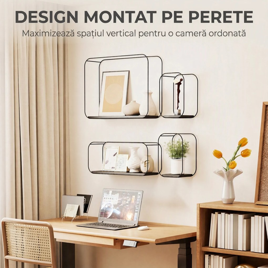 HOMCOM rafturi suspendate perete, rafturi decorative moderne | Aosom Romania