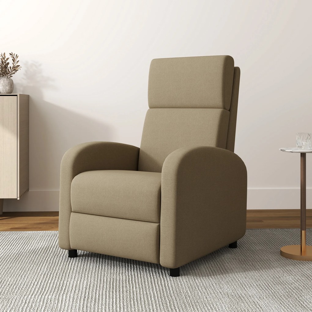 Fotoliu Relax HOMCOM Înclinabil Manual la 160° cu Suport pentru Picioare, Fotoliu Ergonomic Tapițat în Material Efect de In pentru Dormitor, Birou, Living și Sufragerie, Bej | Aosom Romania