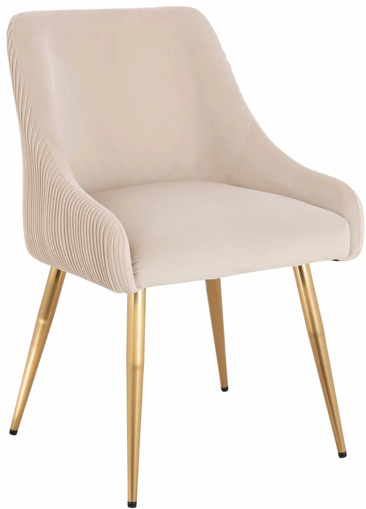 HR920 Scaun cu picioare aurii Crem din Catifea