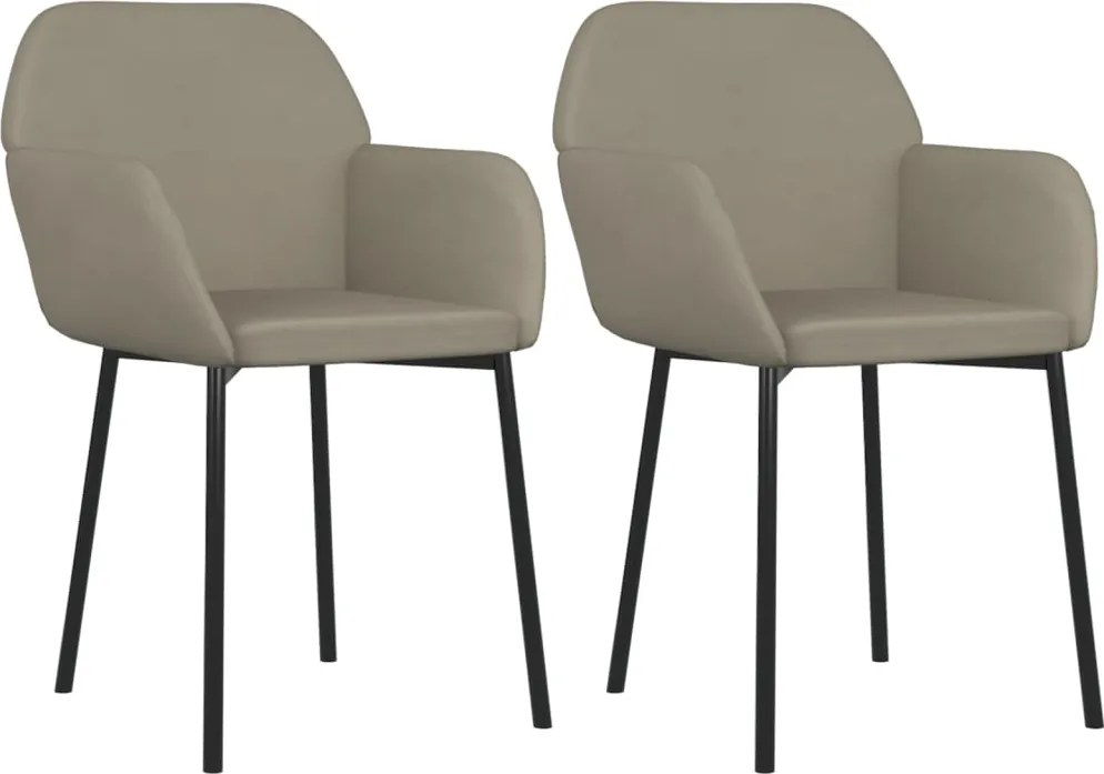 vidaXL Scaune de bucătărie, 2 buc., gri deschis, catifea