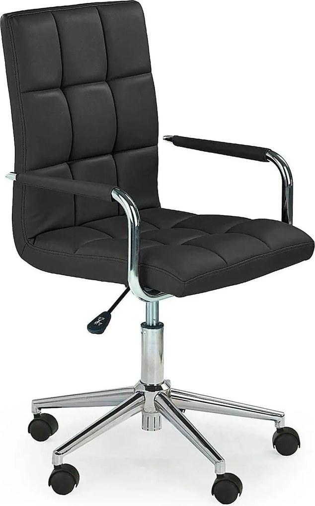 Scaun birou GONZO 2, negru, piele ecologica, 53x60x98/110 cm
