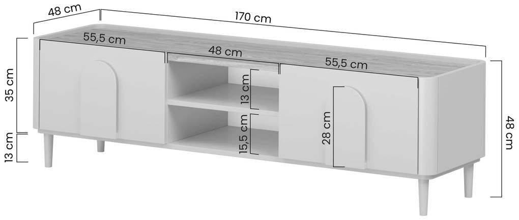 Comodă TV Amilio 170 cm cu sertar - cashmere / stejar uleiat / mânere cashmere