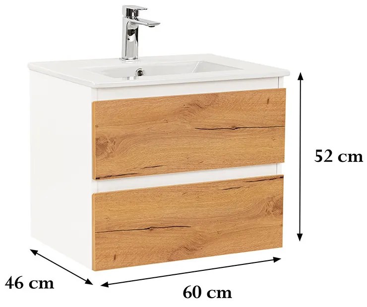 Dulap inferior Vario Forte 60 cu lavoar, stejar alb