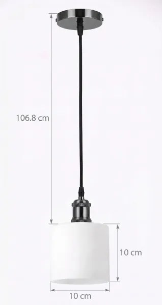 BRILAGI - Lustră LED suspendată pe cablu RETRO GLASS 1xE27/60W/230V Ø 10 cm negru/alb
