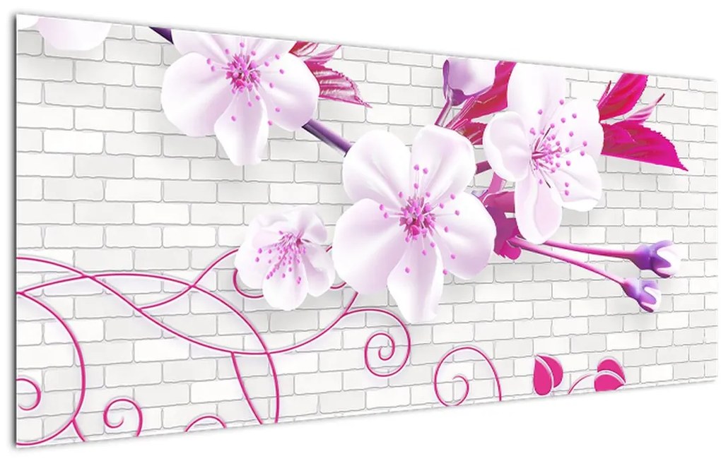 Tablou cu creangă înflorită (120x50 cm)