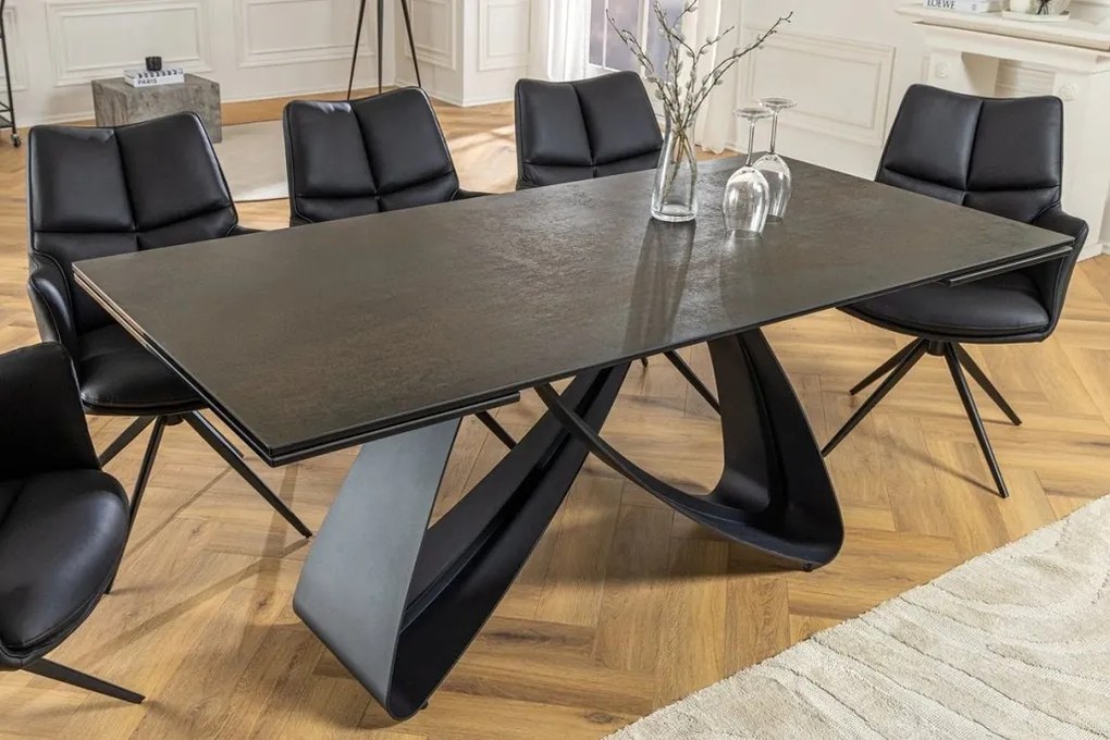 Masa Extensibila cu Blat Ceramic, Negru, INFINITY 180-220-260cm