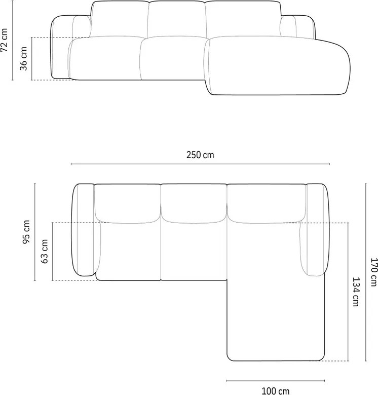 Coltar dreapta 4 locuri, Molino-101, Micadoni Home, 250x170x72 cm, tesatura boucle, bej
