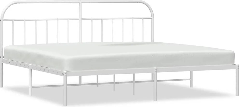 vidaXL Cadru de pat metalic cu tăblie, alb, 193x203 cm