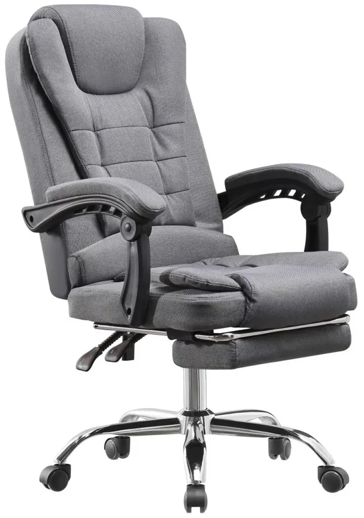 Scaun directorial, suport picioare, reglabil, Material textil, Gri