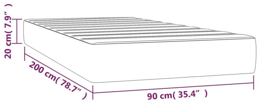 Saltea de pat cu arcuri, gri deschis, 90x200x20 cm, catifea Gri deschis, 90 x 200 cm