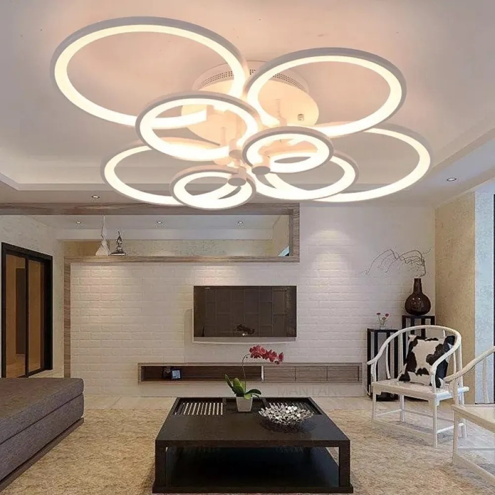 Lustra Led, Opt Cercuri, Alba, Esn 6626 -8 Wh, 296w