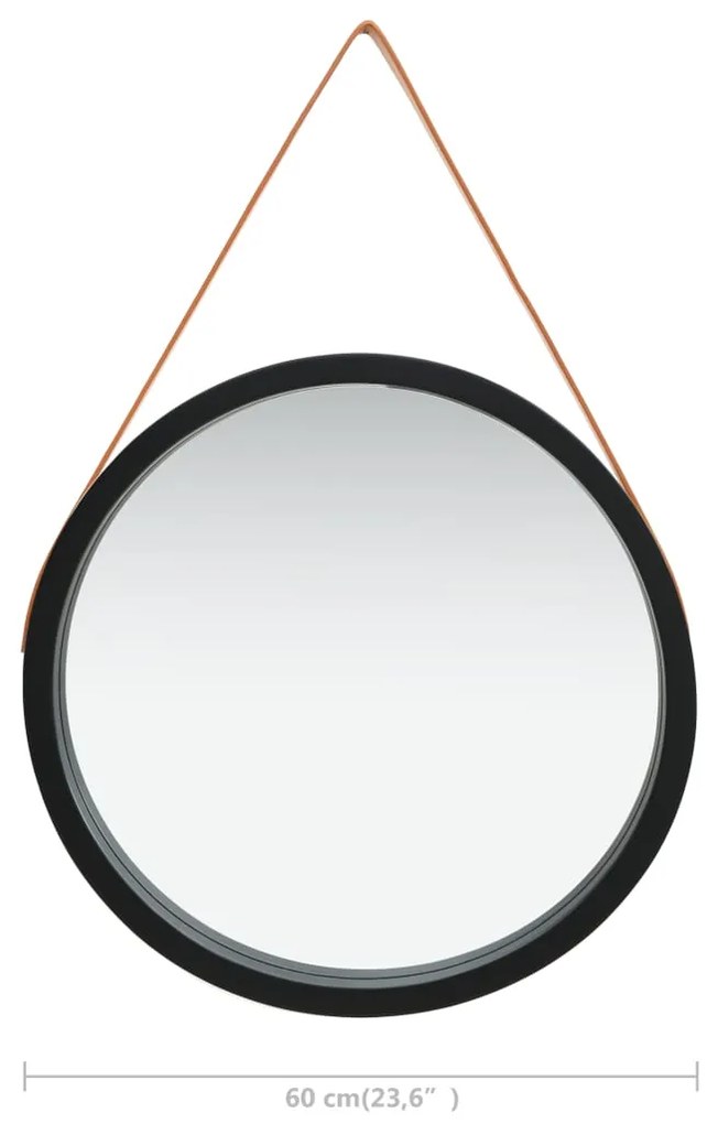 Oglinda de perete cu o curea, 60 cm, negru 1, Negru,    60 cm