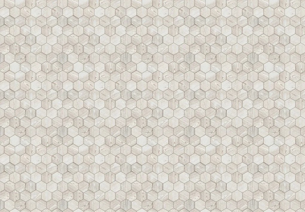 Fototapet - Hexagoane din lemn (147x102 cm)