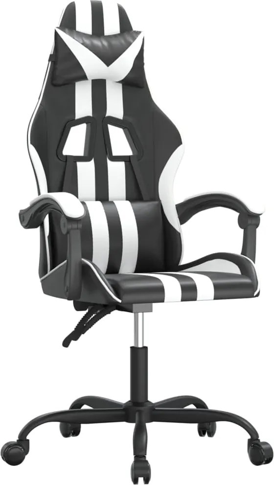 vidaXL Scaun de jocuri, negru și alb, piele ecologică