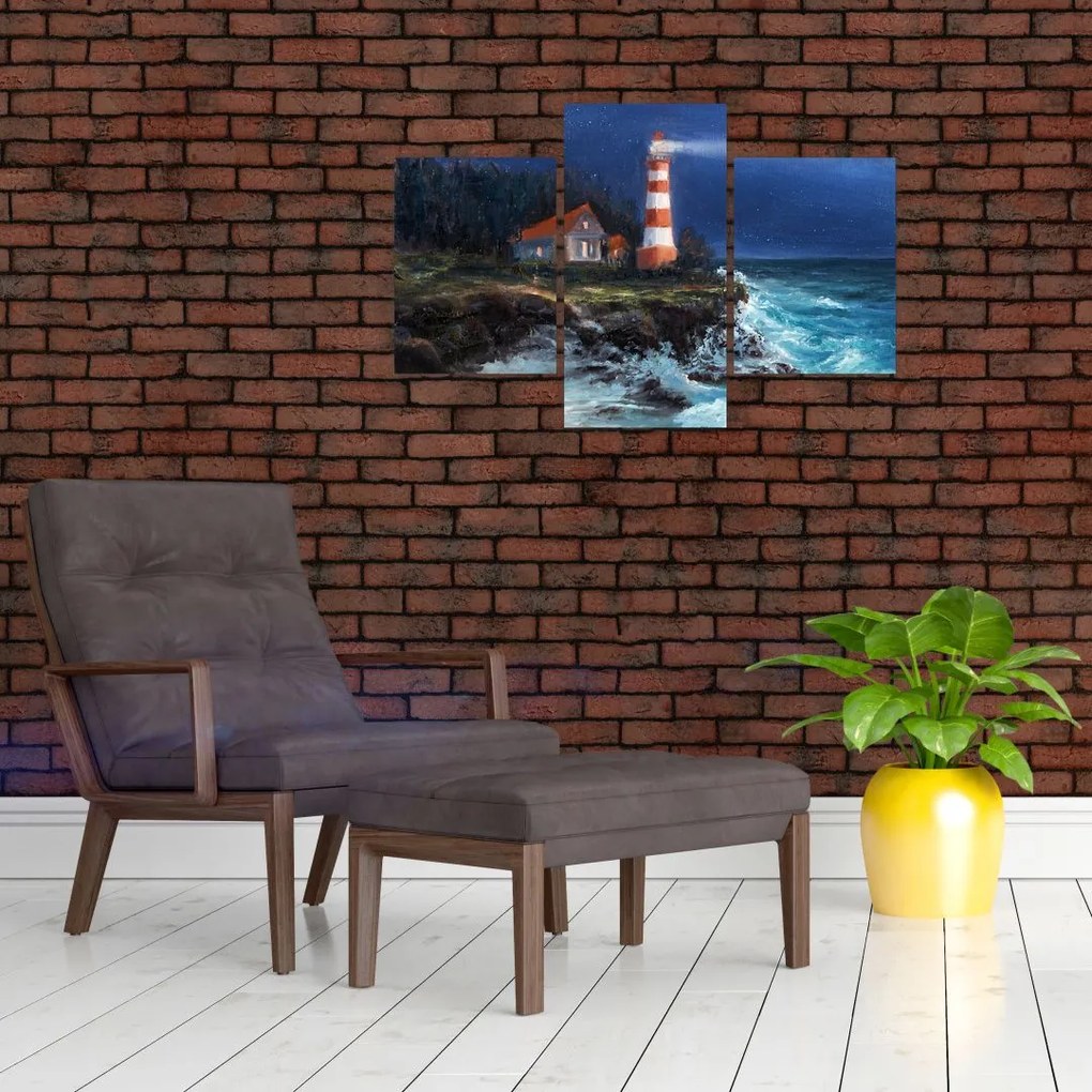 Tablou - Far pe malul oceanului, aquarelă (90x60 cm)