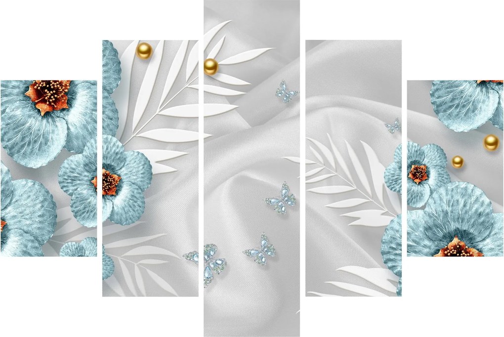 Tablou - 3D Flori albastre (150x105 cm)
