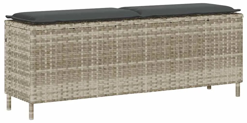 vidaXL Bancă de grădină cu pernă gri deschis 110x30x40,5 cm Poly Ratan