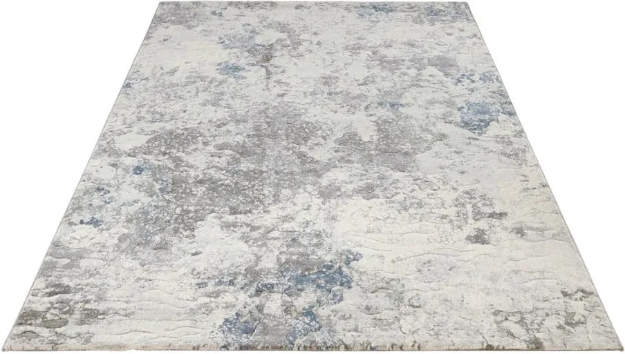 Covor Elle Decoration Arty Fontaine, 80 x 150 cm, crem - albastru deschis