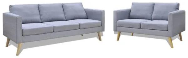 Set canapele cu 2 locuri și 3 locuri, textil, gri deschis