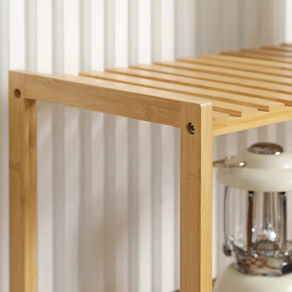 HOMCOM Raft de depozitare din bambus cu 5 nivele, bibliotecă pentru sufragerie, dormitor și birou, 60 x 26 x 130 cm, lemn natural | Aosom Romania