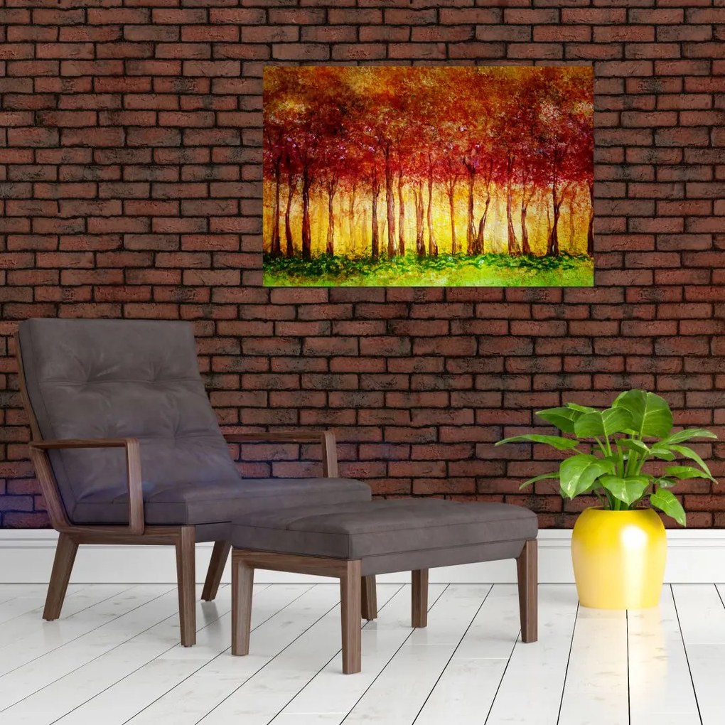 Tablou - Pictura pădurii cu frunziș (90x60 cm)