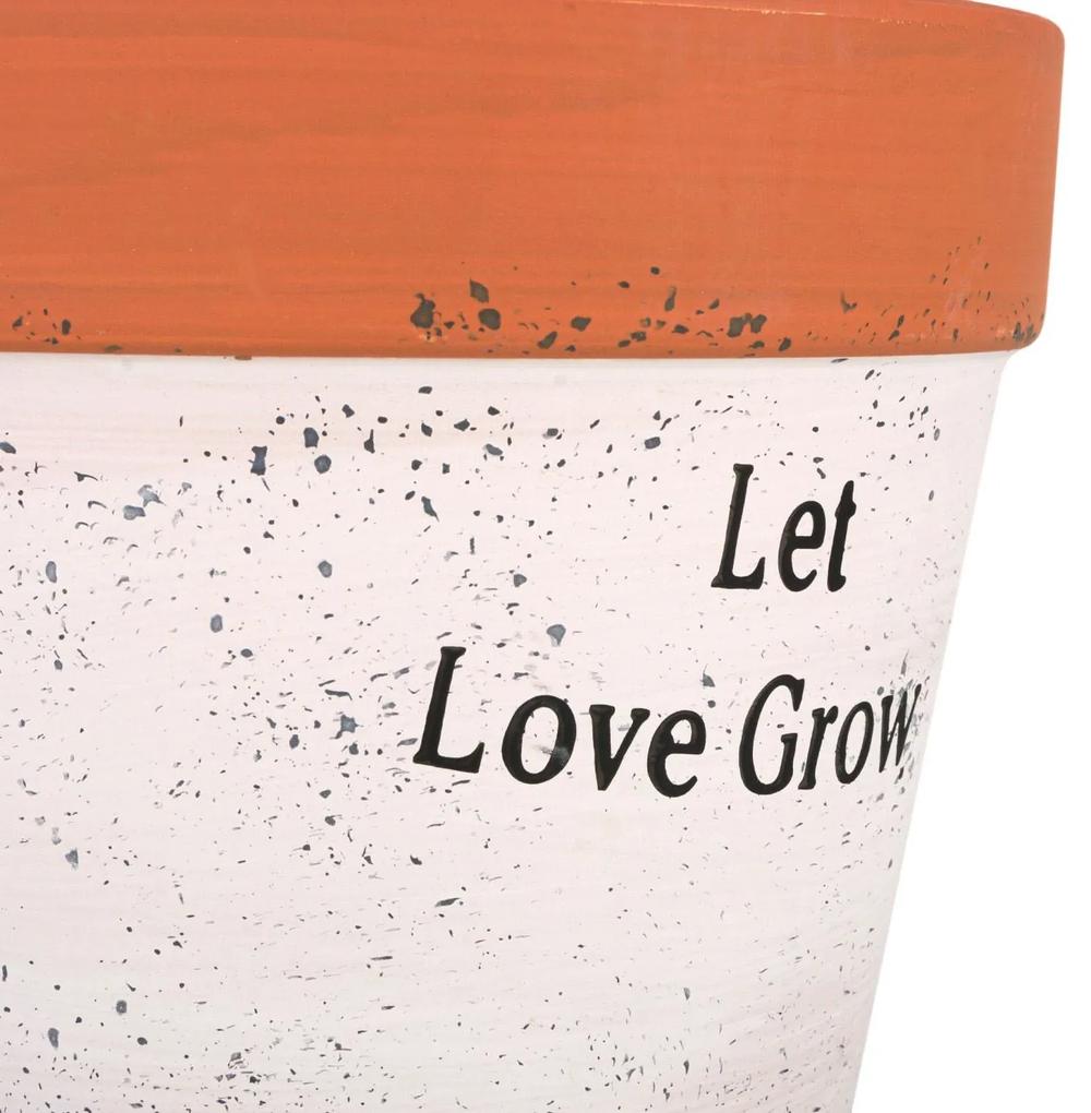 Ghiveci ceramic alb,  Let love grow,  ,14x12 cm