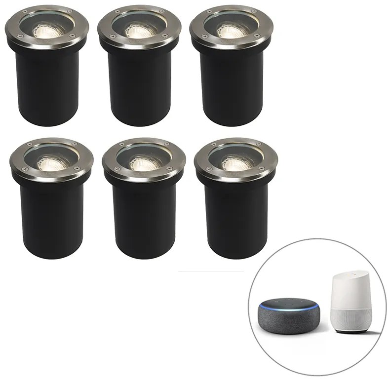 Set de 6 spoturi de sol inteligente pentru exterior reglabile, inclusiv WiFi GU10 - Delux