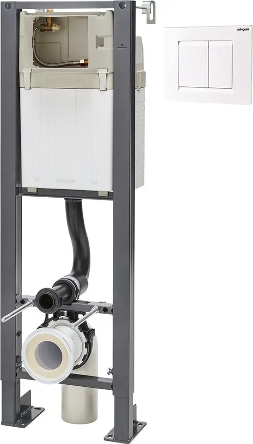 Set rezervor WC incastrat cu cadru Wirquin Chrono si clapeta Essentiel alb lucios