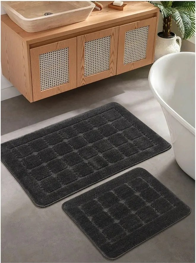Covorașe de baie gri-antracit 2 buc. 50x80 cm Kareli – Foutastic
