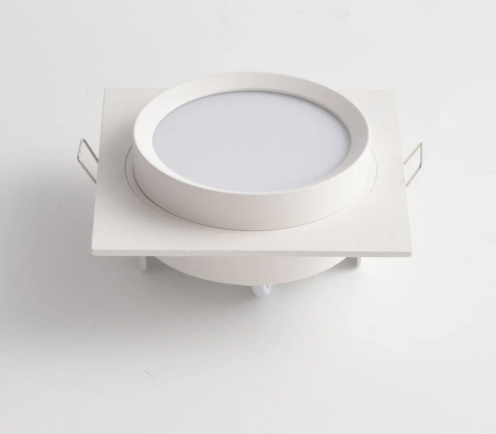 Spot incastrabil design tehnic Loop alb 11x11cm